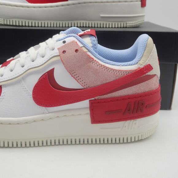 NEW Nike Women's 7 Air Force 1 Shadow Summit White University Red Sneakers Shoes - Picture 3 of 14
